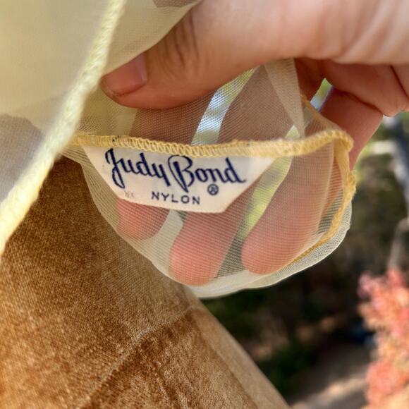 Vintage 40s/50s Yellow Sheer Chiffon Micro Pleat Ruffled Lace Puff Sleeve Blouse - Picture 8 of 10